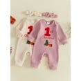 thumbnail image 3 of Cjfdfy Newborn Baby Boy Girl Christmas Fall Outfit Christmas Tree Present Box Embroidery Romper Headband Infant Cute My 1St Christmas Fall Winter Holiday Set 0-18M, 3 of 9