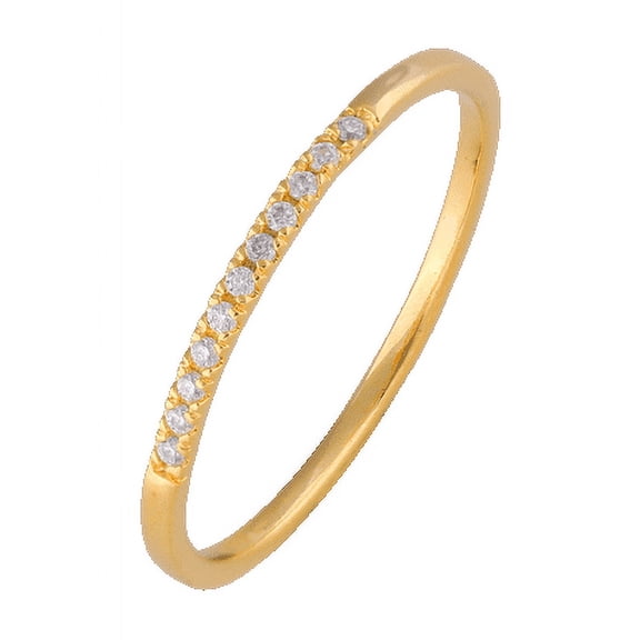 SOLITAIRE JEWELRY 11 Stone Round Moissanite Diamond Dainty Minimalist Ring Solid 10K Yellow Gold Ring Size 4
