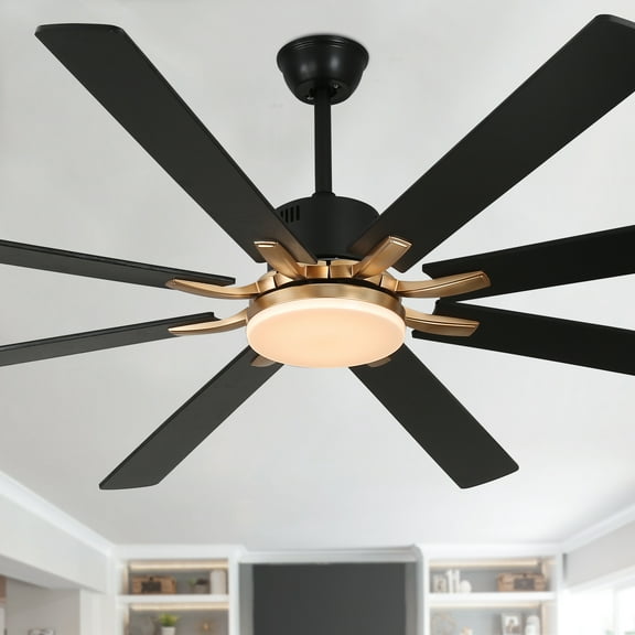 Bella Depot 72" Modern LED Ceiling Fan 6-Speed Reversible Chandelier With Dimmable Light and Remote Control