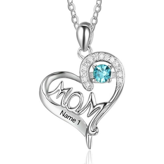 Mementos Jewelry Personalized Family Mother's Necklace Sterling Silver with Birthstone and Name