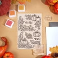 thumbnail image 4 of Pumpkin Corner Clear Stamp Autumn Fall Leaves Silicone Clear Stamp Thanksgiving Christmas Background Cover Rubber Stamps for Scrapbook Journal Christmas Card Making 4.3x6.3x0.1 Inch Mixed Color, 4 of 8