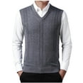 thumbnail image 4 of Wancir Mens V-Neck Knitted Sweater Vest Solid Plain Sleeveless Pullover Knitwear, 4 of 8