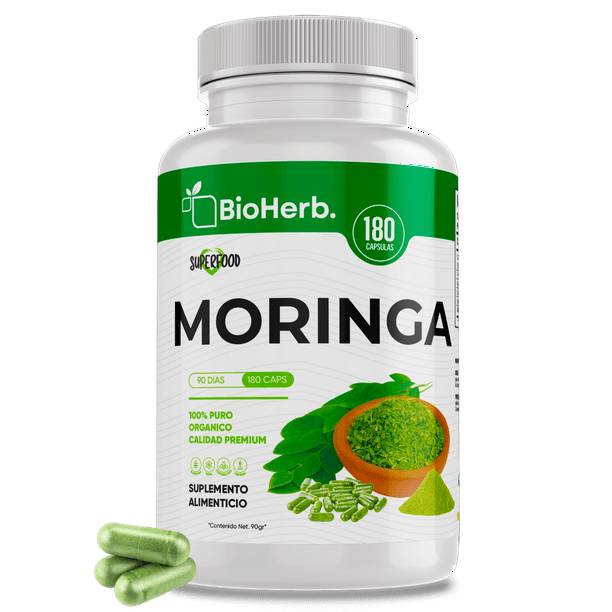 Moringa 100% Pura (180 Capsulas 500mg) |ORGANICO | NATURAL | Para 90 Dias | - Organic Moringa Powder - BioHerb. …