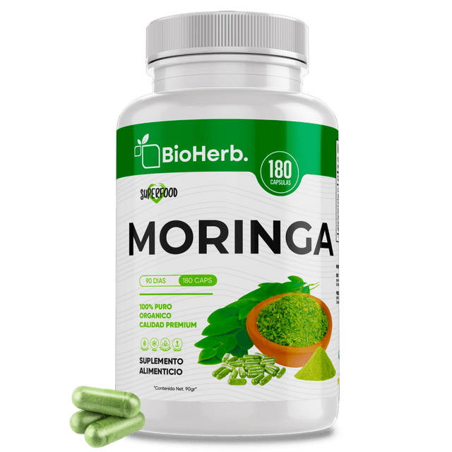 Moringa 100% Pura (180 Capsulas 500mg) |ORGANICO | NATURAL | Para 90 Dias | - Organic Moringa Powder - BioHerb. …