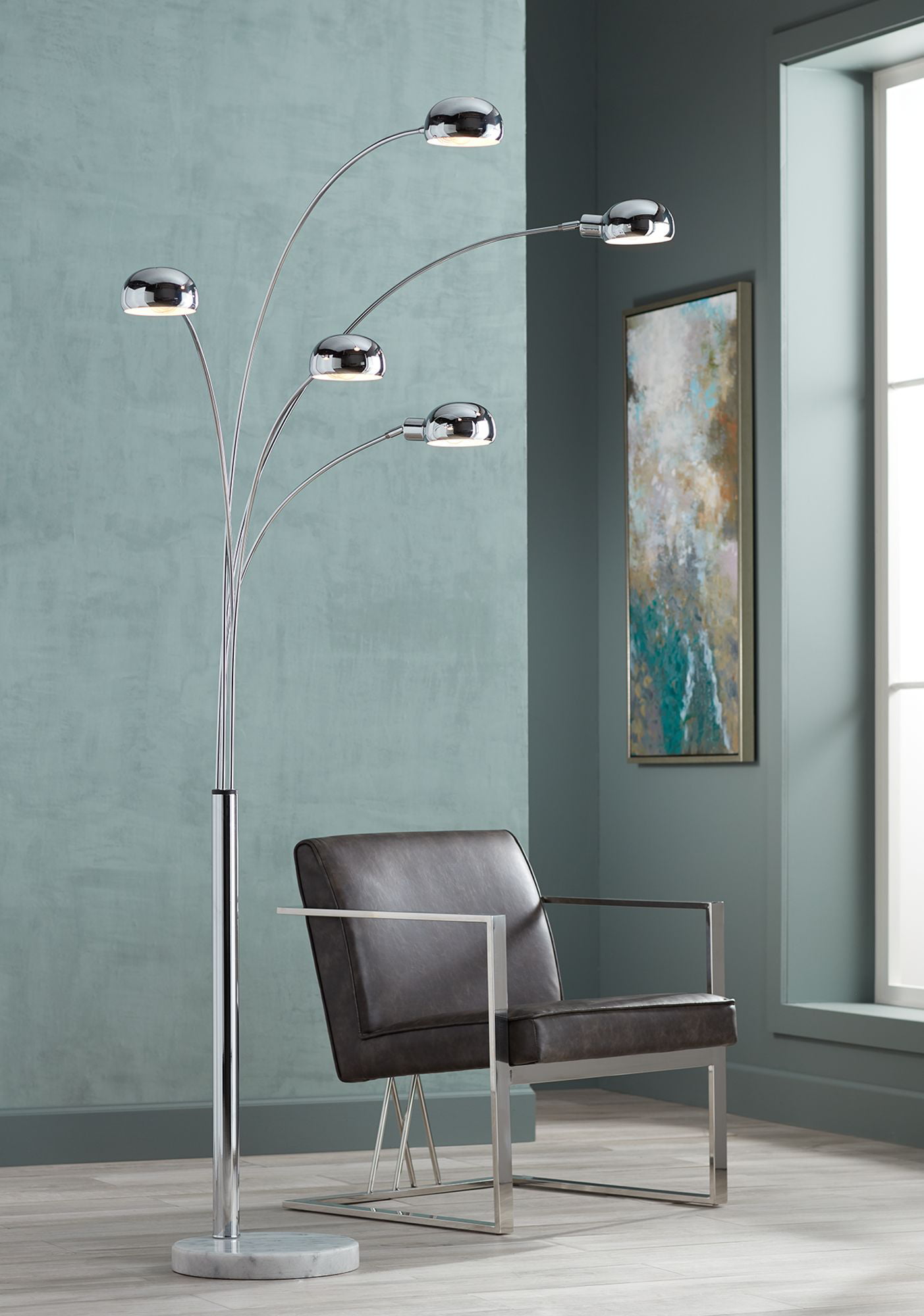 Possini Euro Design Mid Century Modern Arc Floor Lamp 5 Light