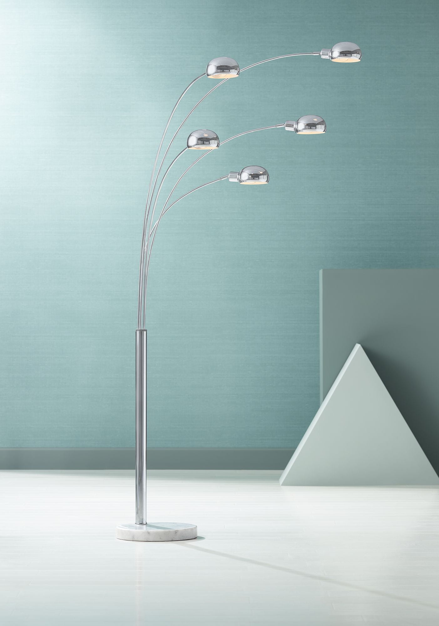 Possini Euro Design Mid Century Modern Arc Floor Lamp 5 Light Chrome Possini Euro Design Mid Century Modern Arc Floor Lamp 5 Light Chrome Marble Base Swivel Dome Shades For Living Room Reading Com