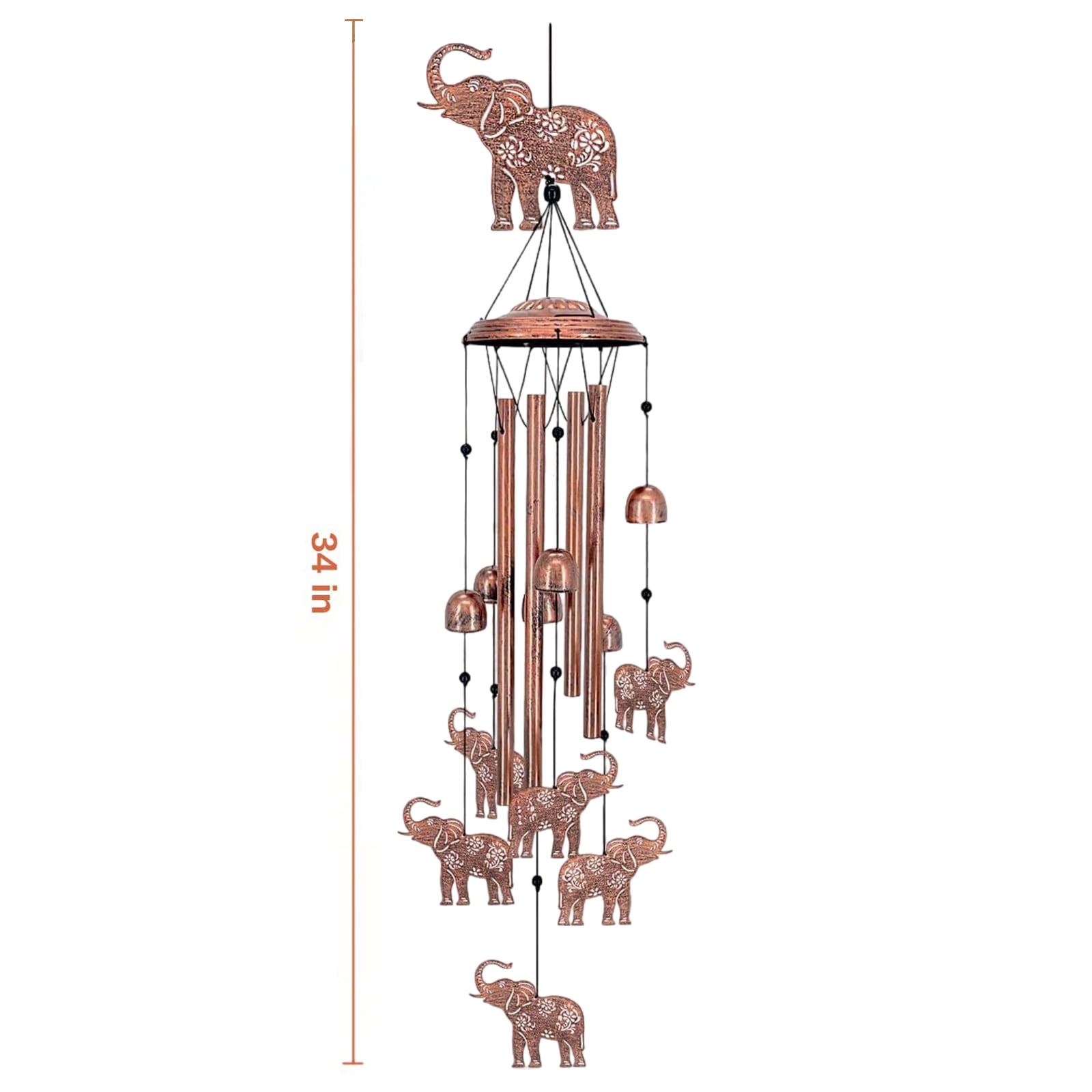 Yucurem Elephant Wind Chime for Outside, Handmade Metal Garden Wind Chimes, Melodic Weatherproof Wind Bell for Patio Porch Decor