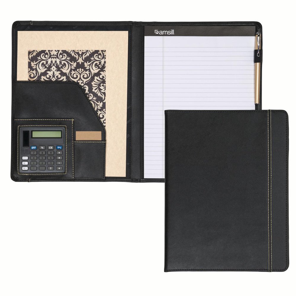 Samsill Professional Padfolio with Calculator, 8.5"x11", Black