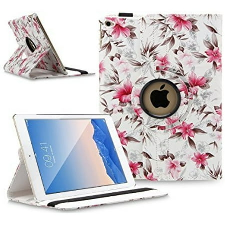 White Stylus - TOPCHANCES 360 Degrees Rotating PU Leather Case Smart Cover Stand for iPad mini mini2 mini3 with Stylus Pen Support Auto Wake & Sleep Function (White Camellia)
