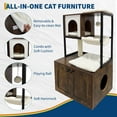 thumbnail image 4 of Yeshouse Cat Litter Box Enclosure with Cat Tree, Wooden Corner Cat Cabinet, Dog Proof Cat House with Condo, Hammock, Scratching Post, 4 of 8