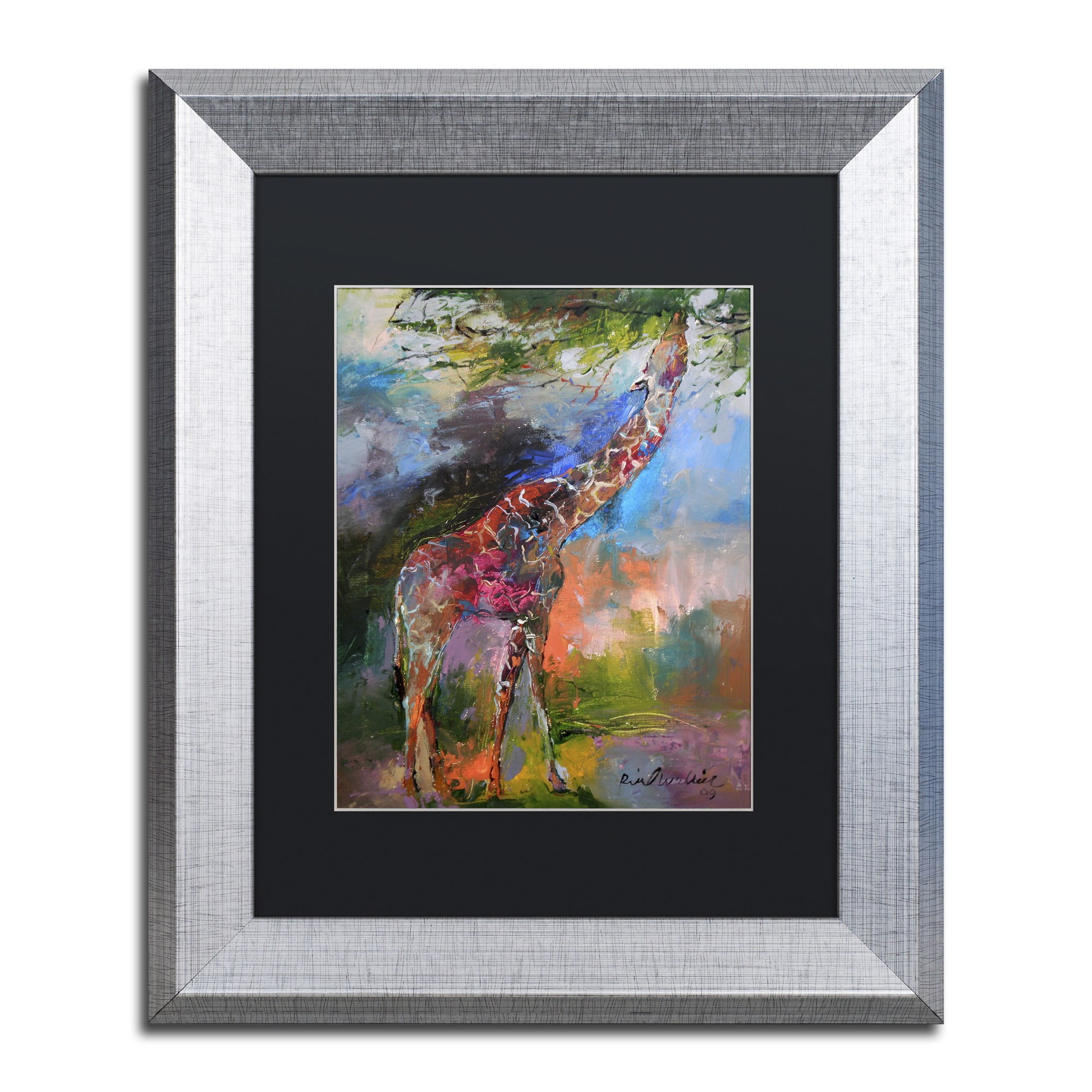 Richard Wallich 'Giraffe' Black Matted Framed Art