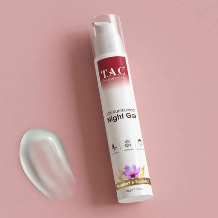 T.A.C - The Ayurveda Co. Kumkumadi Night Gel For Radiant & Glowing Skin, for Men - Moisturizing Cream for Dark Spots, Pigmentation & Fine Lines - 50g