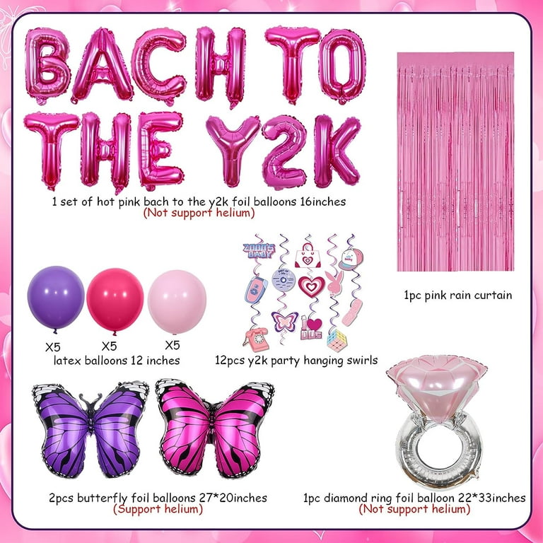 Y2k Party Decoration for Teen Girls Pink Purple Early 2000s