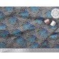 thumbnail image 3 of Soimoi Blue Cotton Poplin Fabric Peacock & Fish Animal Skin Print Fabric by the Yard 56 Inch Wide, 3 of 3