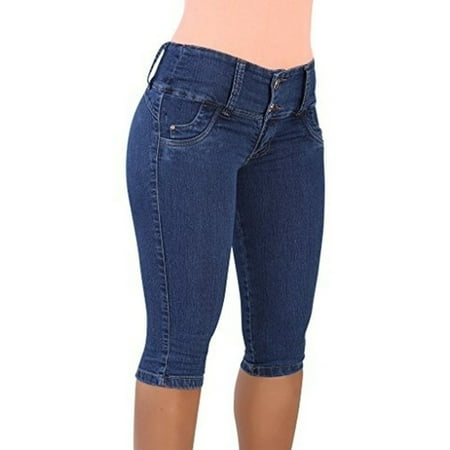 Womens High Waist Skinny Denim Jeans Short Pants