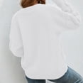 thumbnail image 3 of Vedolay Cute Sweaters Womens Crewneck Cropped Sweater Oversized Long Sleeve Side Slit Pullover Tops,White S, 3 of 5