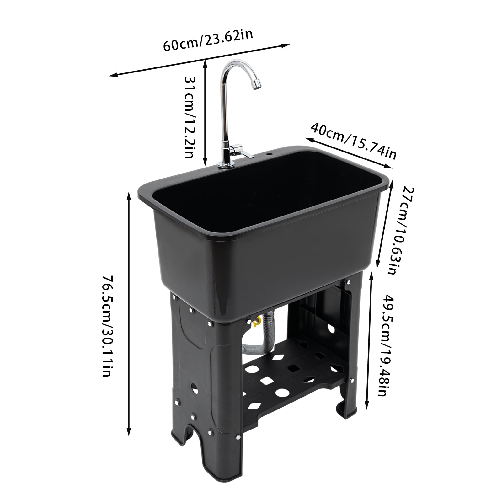 Premium Utility Sink With 360° Rotatable Faucet, Freestanding Laundry Sink with Storage Shelf, Heavy Duty Laundry Tub with Washboard, Ideal for Basement, Garage or Wash Room