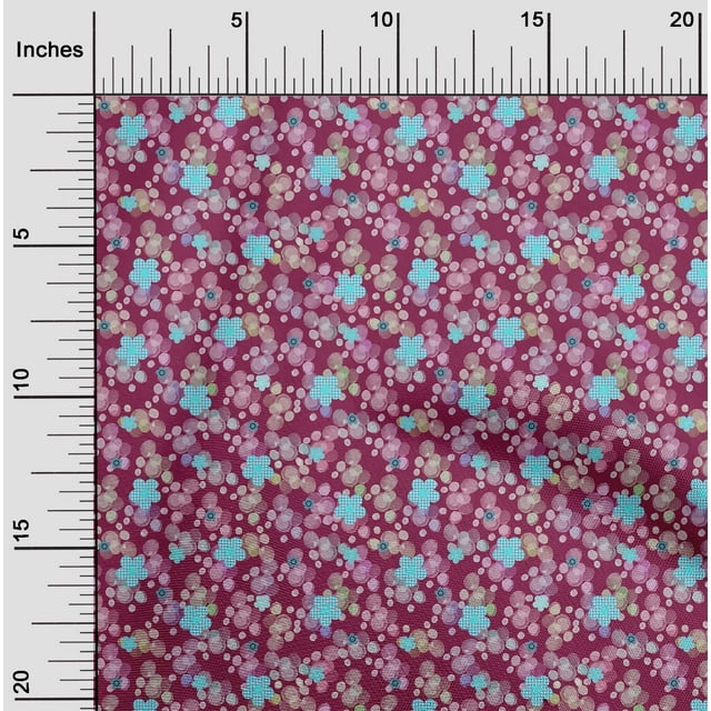 oneOone Viscose Chiffon Fabric Dot & Flower Floral Decor Fabric Printed BTY 42 Inch Wide