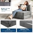 thumbnail image 3 of 72 - pulgada single - size folding sofa cama sleeper chair: convertible futon couch con pillow, small y moderno, linen fabric, ideal para para sala de estar o dorm, 3 of 7