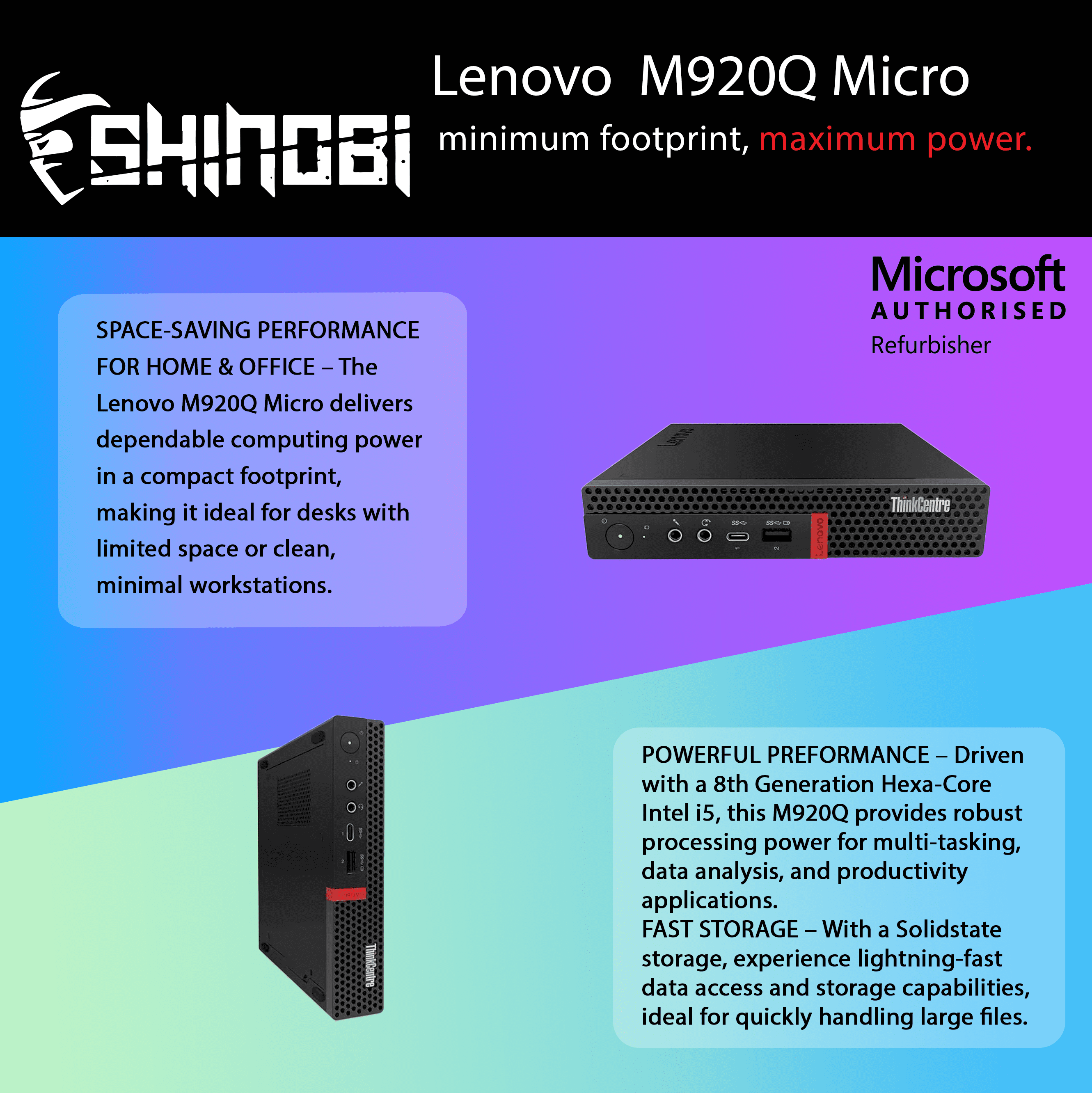 Restored Lenovo ThinkCentre M920Q Micro PC | Intel Core i5-8500T | 16GB RAM | 512GB NVME | AX210 Wi-Fi 6E + BT | Windows 11 Pro | Mini Desktop Computer (Refurbished)