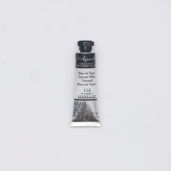 Sennelier French Artists' Watercolor, 10ml Tube, Titanium White S1