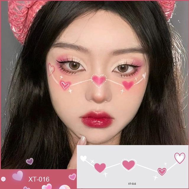 Cute Sweetheart Girl Makeup Face Sticker Love Powder Eye Blusher Face Tattoo Sticker Color Face