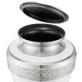 thumbnail image 4 of Reminded Cremation Memorial Urn for Human Ashes, Silver and White Adult Brass Funeral Urn with Velvet Bag, 4 of 7