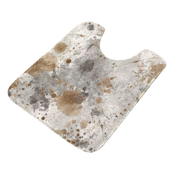 U-Shaped Toilet Mat Plush Bathroom Rug Mat Non Slip Bathroom Mats Brown Paint Splatters Pattern