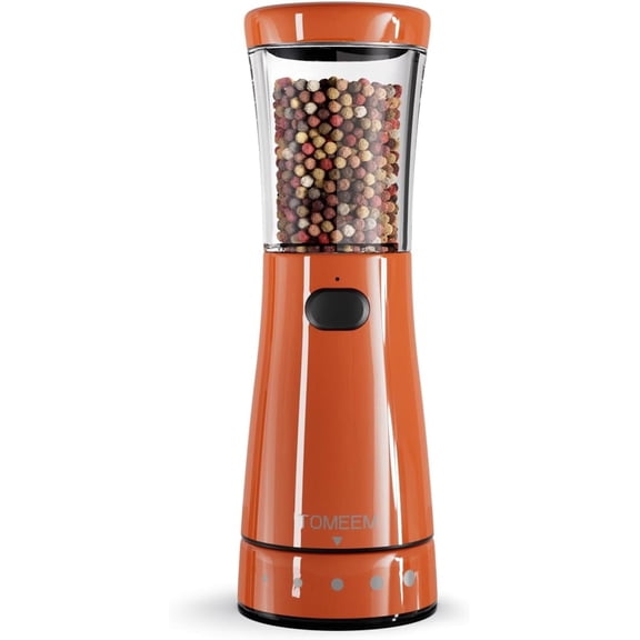 Tomeem Electric Salt and Pepper Grinder Stainless Steel Rechargeable, Adjustable Coarseness with LED Light, 1 PC