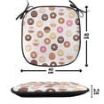 thumbnail image 4 of Food Chair Seating Cushion Set of 6, Donuts and Little Hearts Pattern Colorful Yummy Delicious Desserts Print, Seat Pads for Office with Anti-slip Backing, 16"x16", Pink Brown, by Ambesonne, 4 of 7