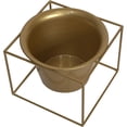 thumbnail image 4 of Metal Square 6" Home Garden Flower Plant Holder Removable Pot Stand, Gold 2 Pack, 4 of 8