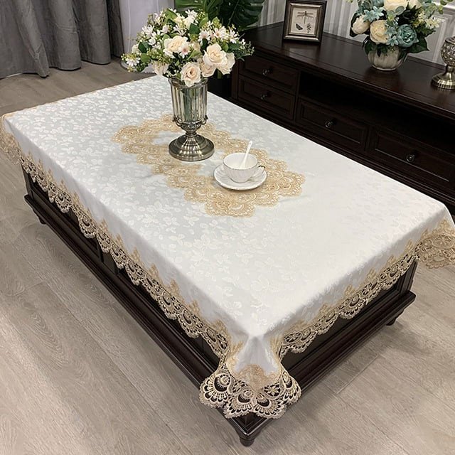 Luxury Tablecloth Embroidery Lace Rectangle Table Cover Flower Elegant Hollow Out Table Cloth Towels Dining Table Decoration