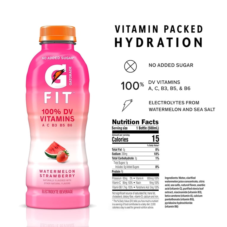 Gatorade Fit Watermelon Strawberry Sports Drink, 16.9 fl oz, 12 Pack photo 6