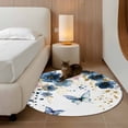 thumbnail image 2 of Round Rugs 3Ft, Navy Blue Spring Floral Round Area Rug Washable Indoor Throw Carpet, Farmhouse Butterfly Watercolor Small Non Slip Circle Rug for Bedroom Living Room Home Decor Aesthetic, 2 of 8