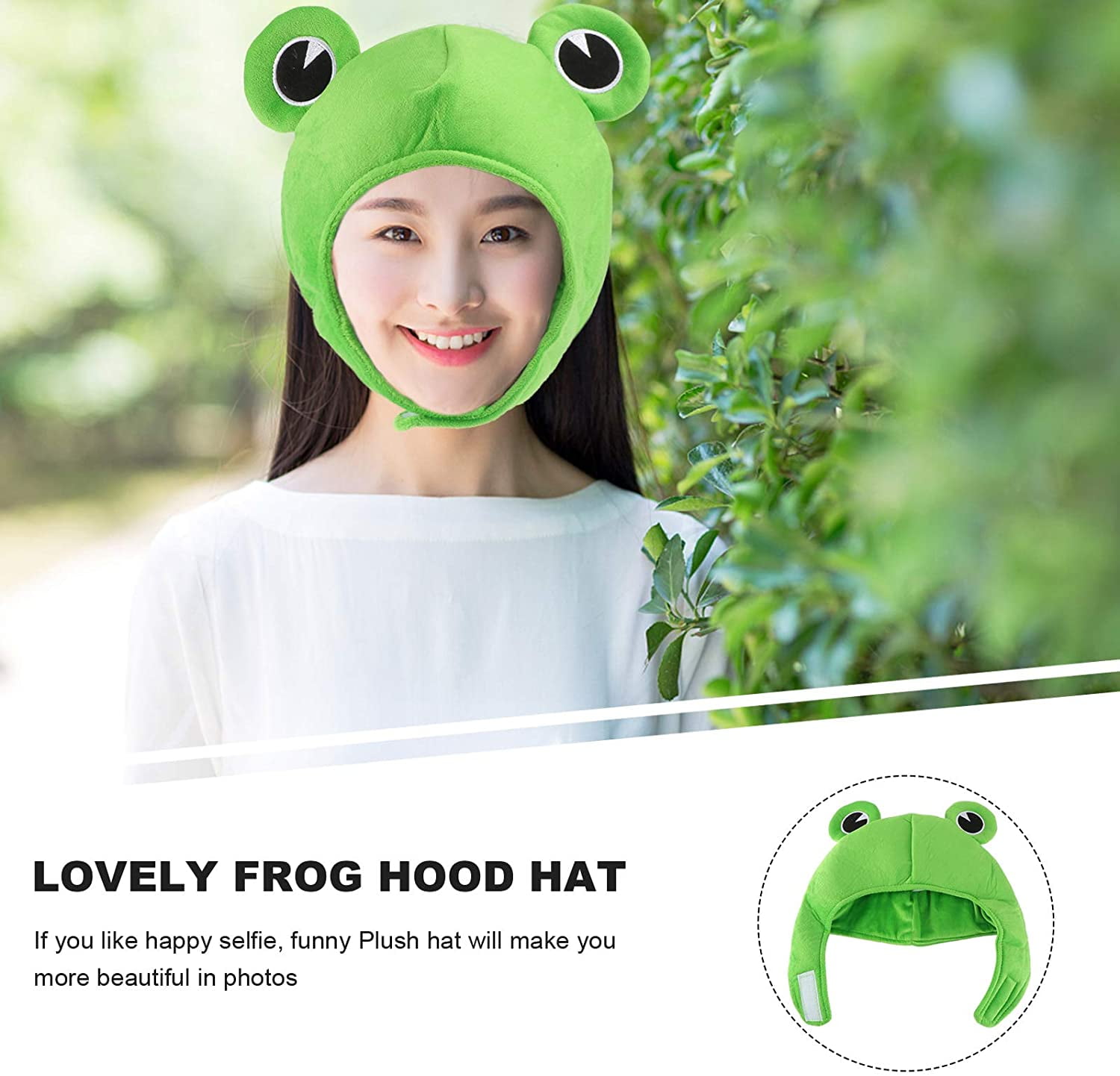 Amosfun Plush Frog Hat Frog Animal Hat for Kids Children Party Costume Gift Green 