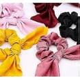 thumbnail image 5 of Paquete de 6 gomas para el cabello con diseño de orejas de conejo, lazos para el cabello, sujetadores de coleta de gasa, bandas elásticas suaves para el cabello, 6 colores., 5 of 5