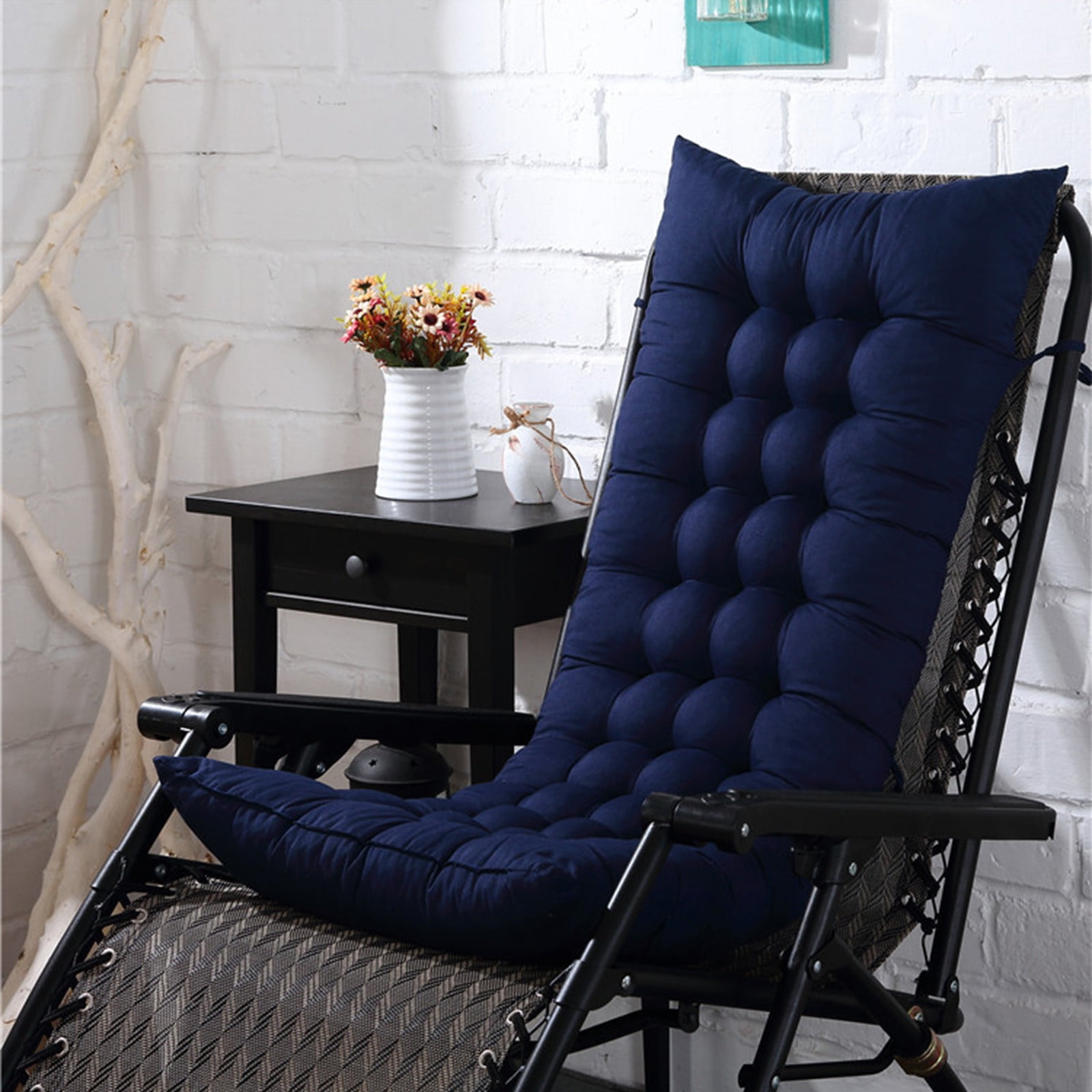 Outdoor Chair Cushions Rocking Chair Cushion Outdoor Garden Non-Slip High-Backed Patio Pads Washable(Blue)