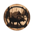 thumbnail image 3 of Rustic Lodge Moose Deer Vintage 2-in-1 Foldable Picnic Blanket Tote Bag Shoulder Handbag, Large Circular Outdoor Mat for Beach Camping Park, 3 of 5