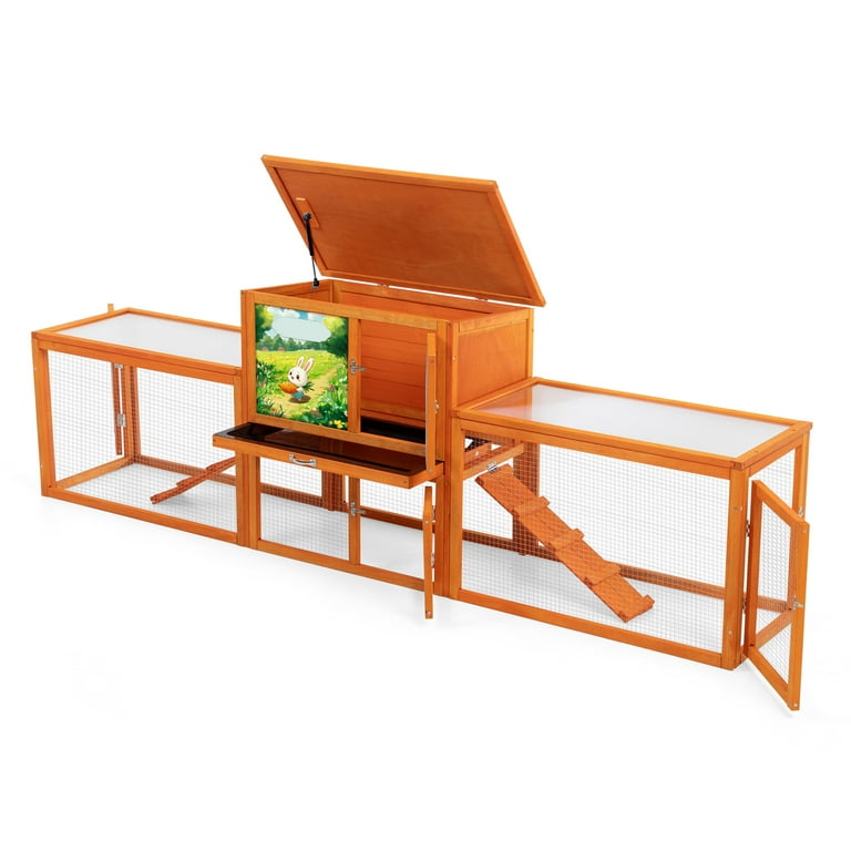 COZIWOW XL 94'' 2-Tier Rabbit Hutch, Guinea Pig House, Chicken