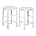 thumbnail image 1 of Linon Tifton Set of Two 25" Backless Faux Leather Wood Counter Stools in White, 1 of 10
