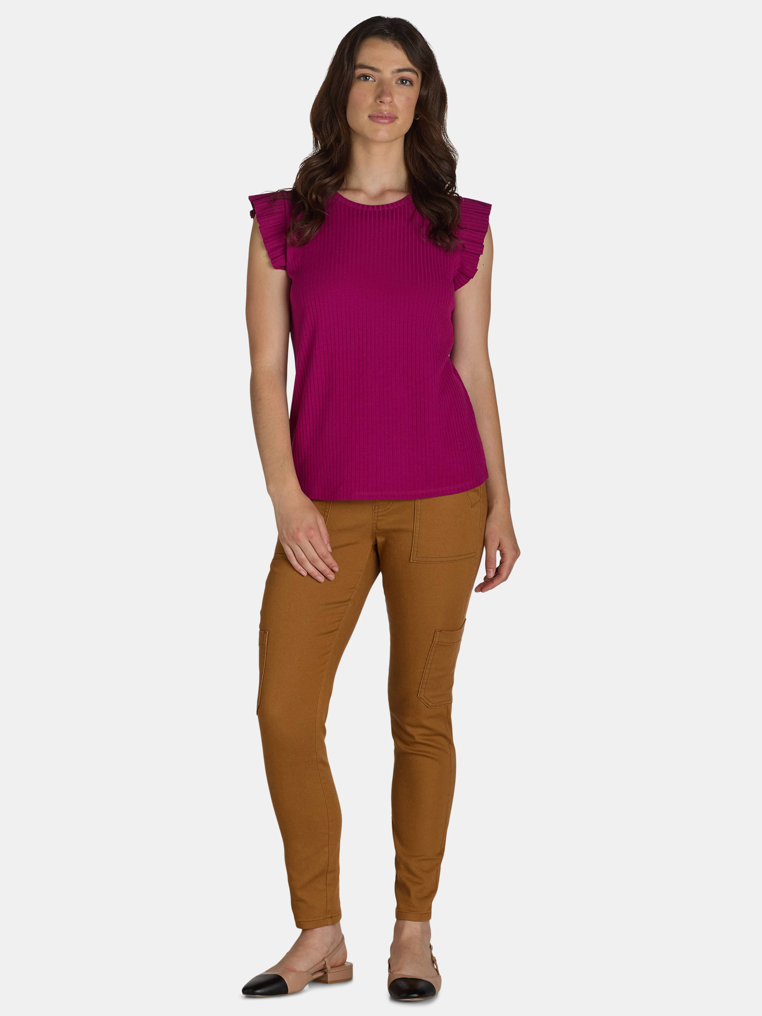 walmart time and tru ruffle sleeve top