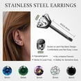 thumbnail image 2 of Leander Screw Back Mens Earrings Stud Surgical Stainless Steel Studs Earrings for Women Men Hypoallergenic Cubic Zirconia Flat Back Screw on Earring for Multiple Piercing, 2 of 6