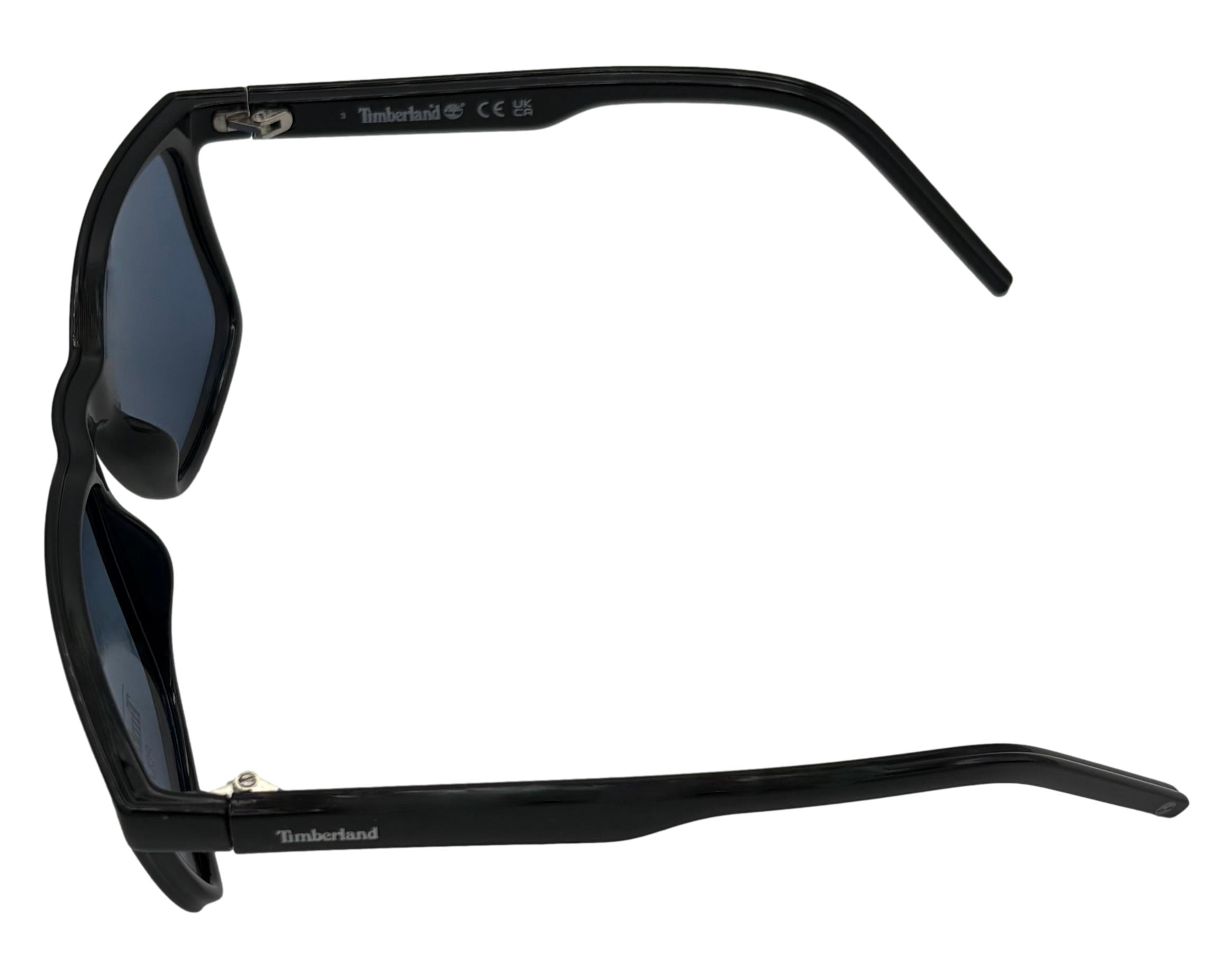 Timberland Polarized Lens Men's Square Sunglasses, Shiny Black