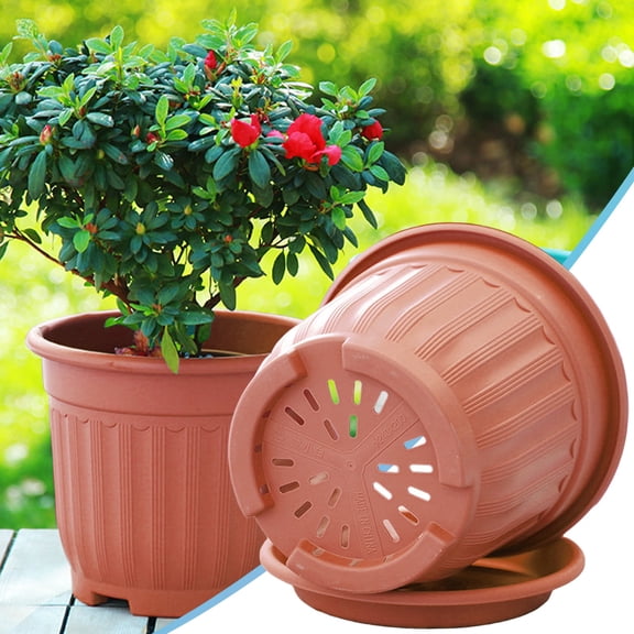 Plant Pots,Flower Pots with Drainage Hole & Saucer,Indoor Roman Architectural Style Flower Pot,For And Growing Plants,Flowers,Tall Indoor Pots,And Rearranging Garden Or Home Decor,Brick Red