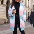 thumbnail image 6 of CaComMARK PI Women's Long Cardigan Sweaters Soft Open Front Oversized Colorblock Sweater with Pocket Blue, 6 of 7
