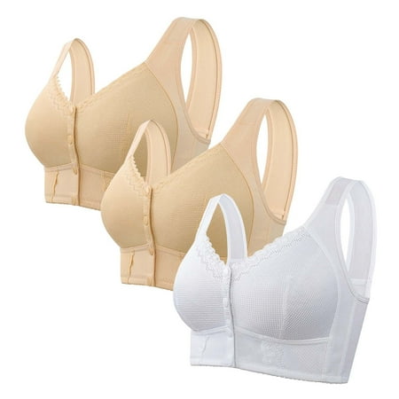 Hamky Bras for Women Womens Underwear Bra For Senior Front Closure Breathable Bra For Seniors Wirefree Bras For Older Women Bralettes for Women Plus Size Lingerie Lace Bralette WH3 54