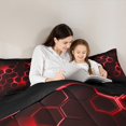 thumbnail image 5 of Manfei Geometric Hexagon Full Size Comforter Sets 3-Piece, Neon Red Honeycomb Bedding Comforter Set, Black Geometric Bedding Sets Ultra Soft Home Decor, 5 of 8