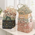 thumbnail image 7 of Yucurem Boho Fabric Floral Laundry Storage Baskets, 12.99" x10.24" x10.64" Collapsible Large Capacity Spring Vintage Storage Bag Organizer with Handle & Front Pocket, 7 of 7