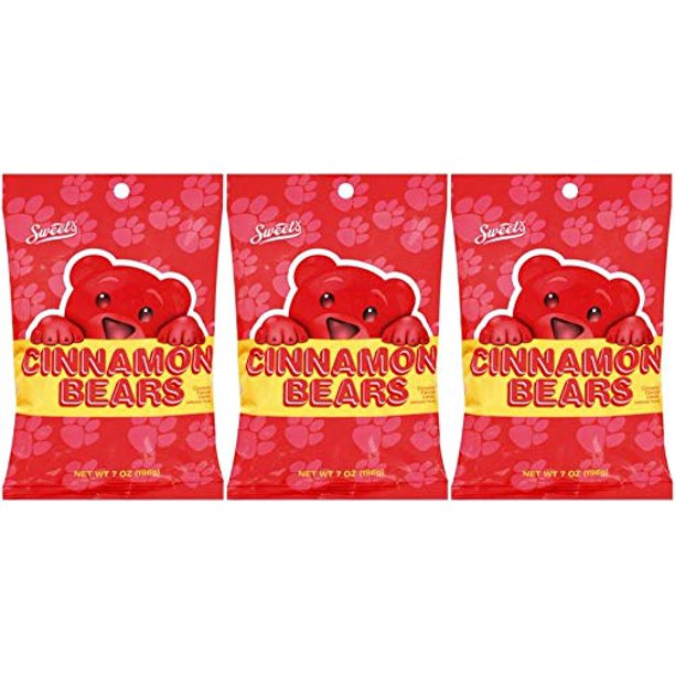 Sweets Cinnamon Bears Candy, 7 Ounce Resealable Bag, Pack of 3