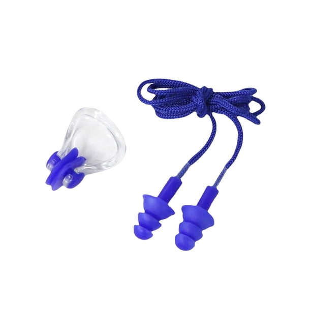 Wosthever Juego de 2 piezas de tapones para los oídos, pinzas para la nariz, para hombres y mujeres, natación, buceo, esnórquel, Kit de tapones para los Deportes acuáticos Azul Wosthever OD028945-02